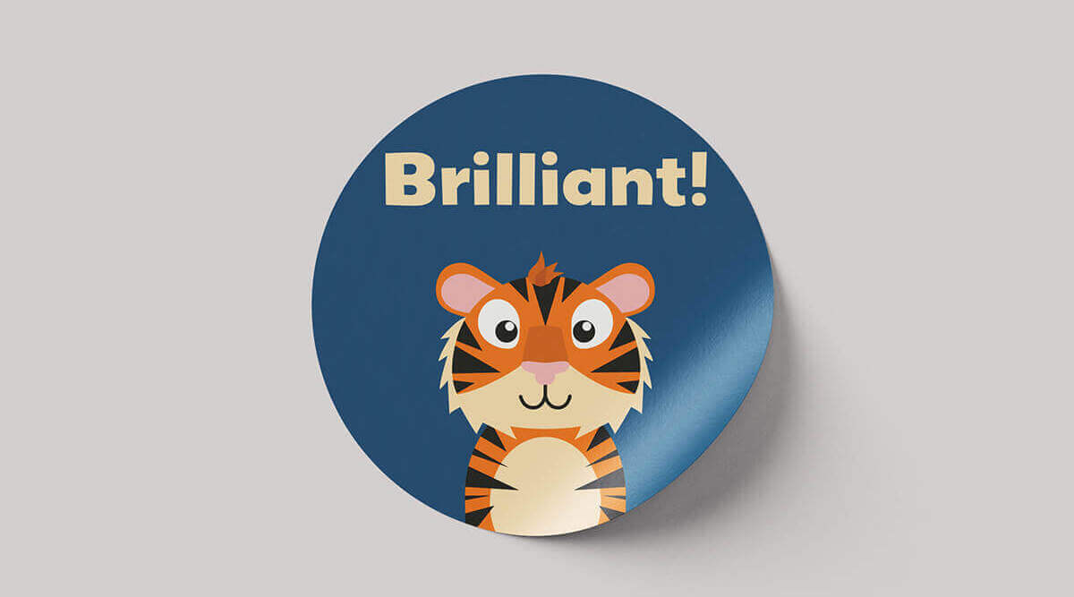 School Animal Stickers Round